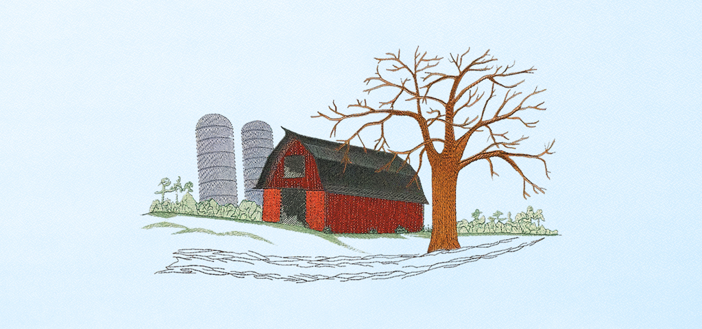 Red Barn Blue Faux